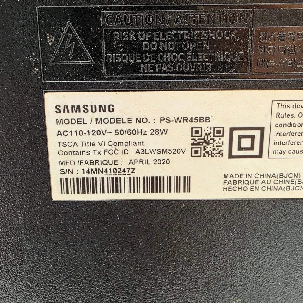 Samsung PS-WR45BB Wireless Subwoofer Black with New 10ft Power Cord 28W 2020‎